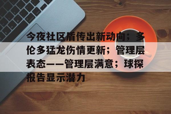 开云体育-关于今夜社区盾传出新动向；多伦多猛龙伤情更新；管理层表态——管理层满意；球探报告显示潜力的信息